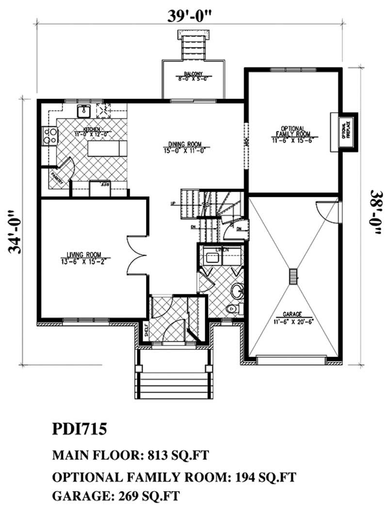Floor Plan First Story of European Plan #158-1167