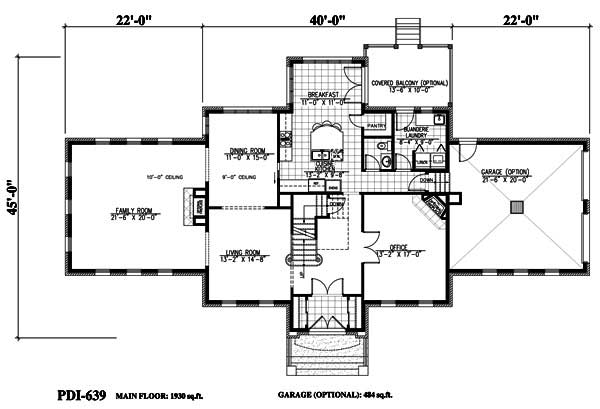 Floor Plan First Story of European Plan #158-1169