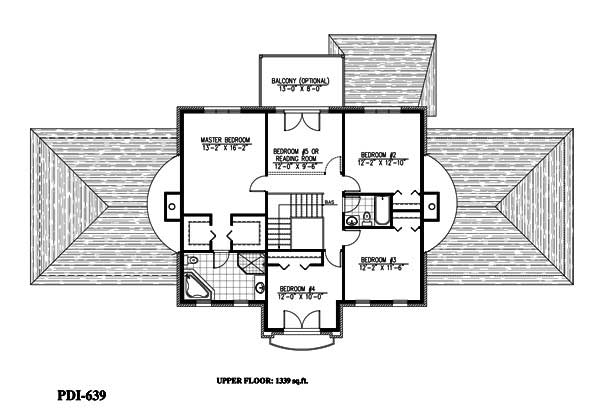 Floor Plan Second Story of European Plan #158-1169