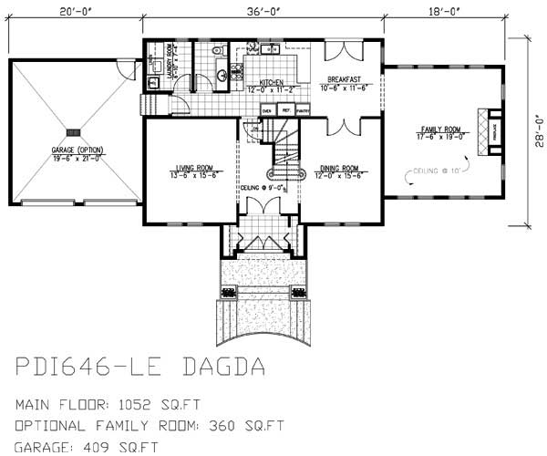 Floor Plan First Story of European Plan #158-1170
