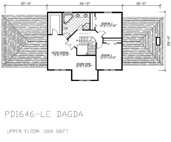Floor Plan Second Story of European Plan #158-1170