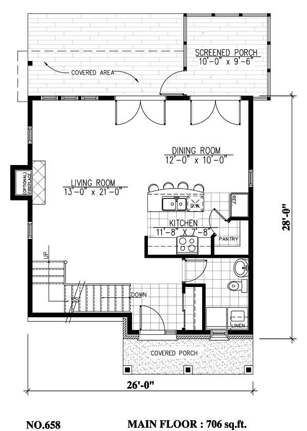 Floor Plan First Story of Craftsman Plan #158-1172
