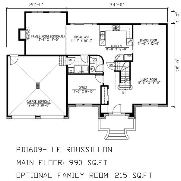 Floor Plan First Story of European Plan #158-1173