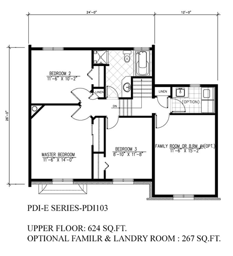 Floor Plan Second Story of European Plan #158-1176