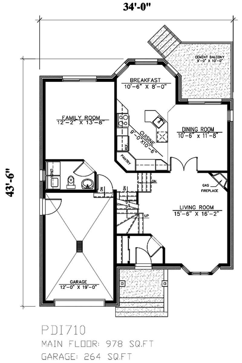 Floor Plan First Story of European Plan #158-1177