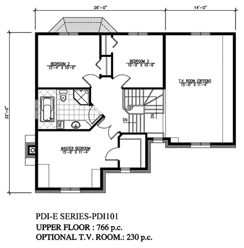 Floor Plan Second Story of European Plan #158-1181