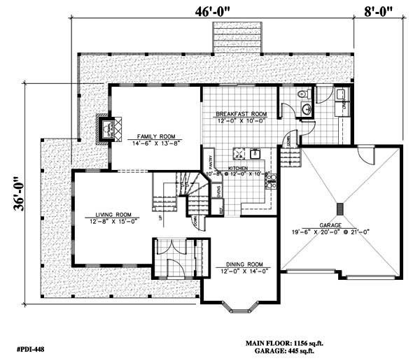 Floor Plan First Story of Country Plan #158-1185