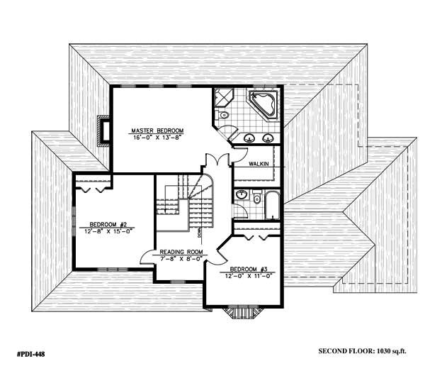 Floor Plan Second Story of Country Plan #158-1185