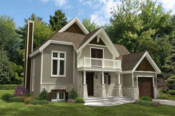 This is the front elevation for these Contemporary House Plans.