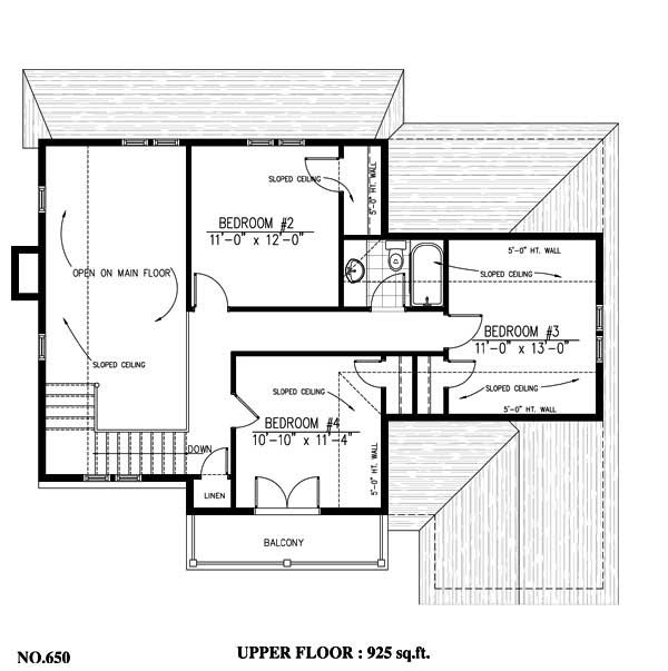 Floor Plan Second Story of Contemporary Plan #158-1188