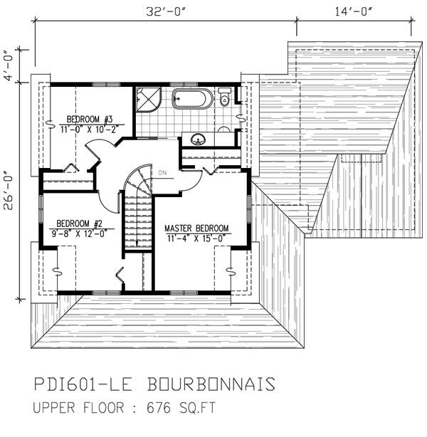 Floor Plan Second Story of Country Plan #158-1189