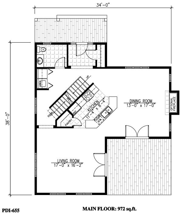 Floor Plan First Story of Country Plan #158-1190