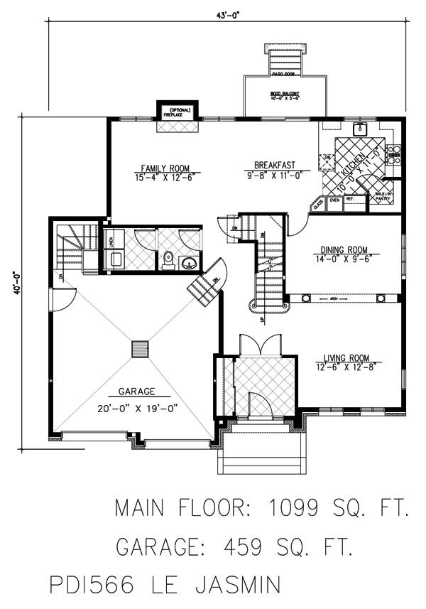 Floor Plan First Story of Country Plan #158-1191