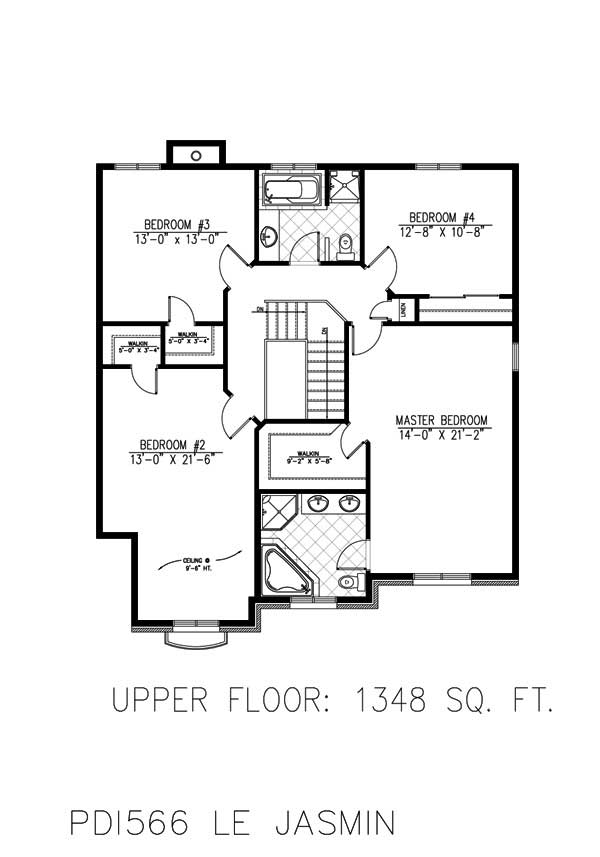 Floor Plan Second Story of Country Plan #158-1191