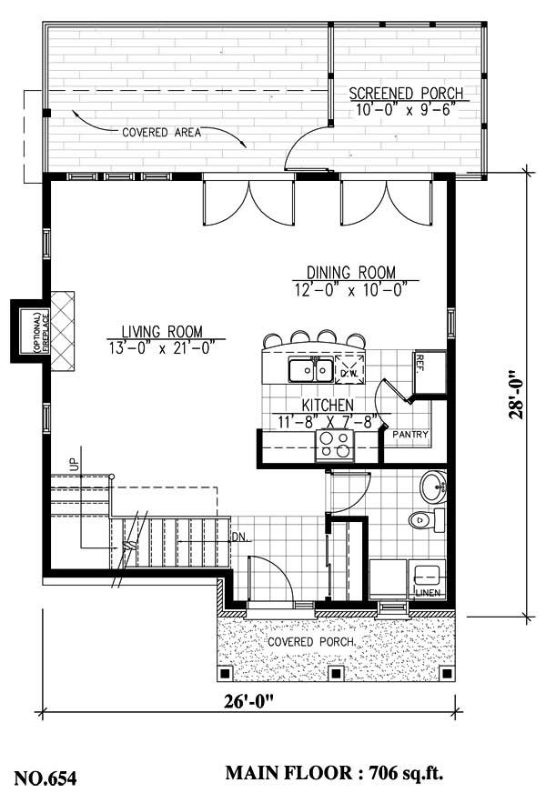 Floor Plan First Story of Craftsman Plan #158-1193