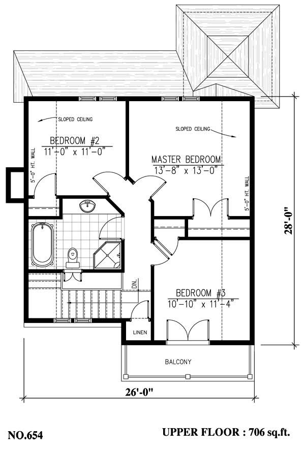 Floor Plan Second Story of Craftsman Plan #158-1193