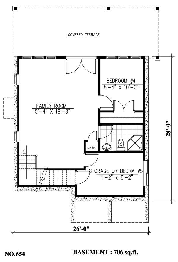 Floor Plan Basement of Craftsman Plan #158-1193