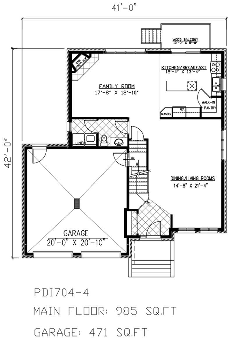 Floor Plan First Story of European Plan #158-1194
