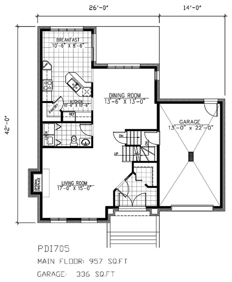 Floor Plan First Story of European Plan #158-1195