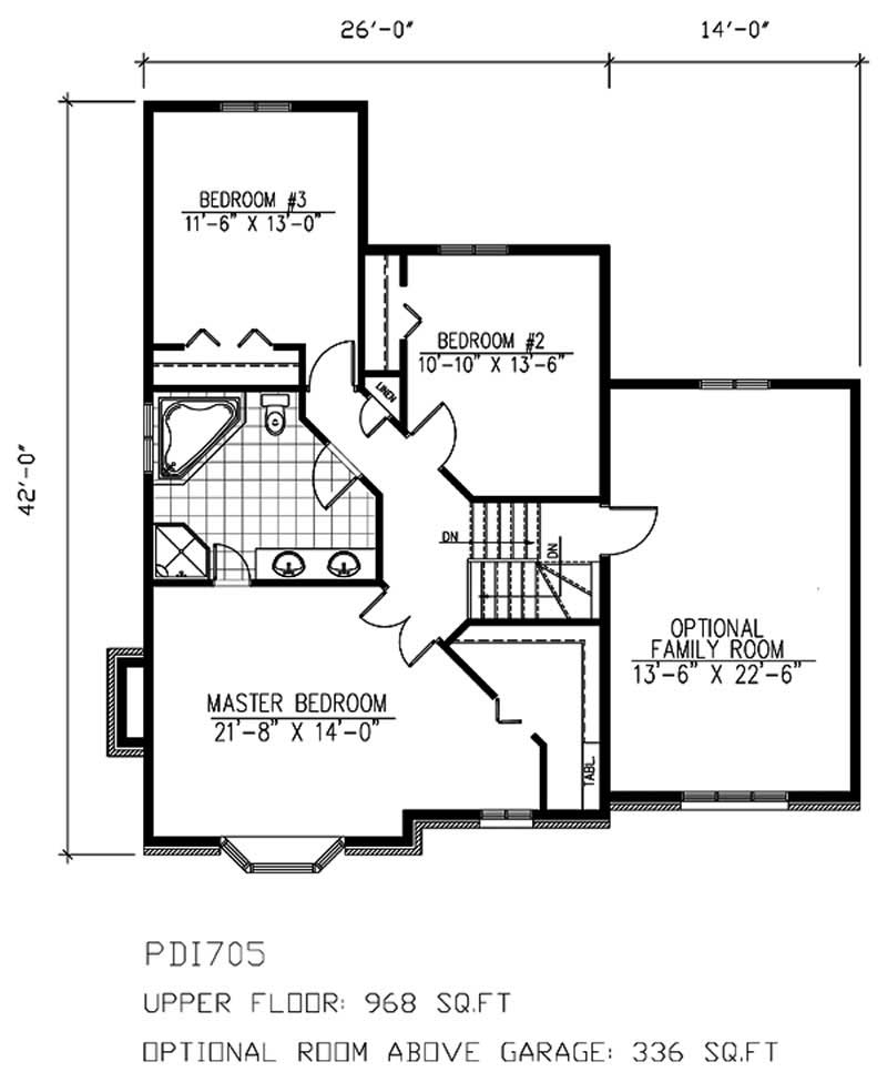 Floor Plan Second Story of European Plan #158-1195