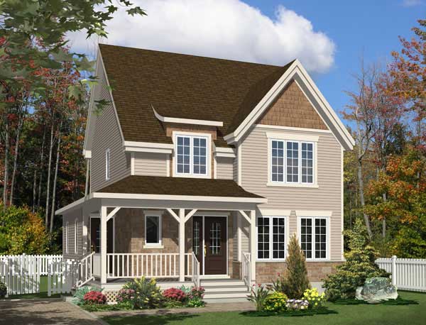This is a computerized 3D rendering of these Country House Plans.