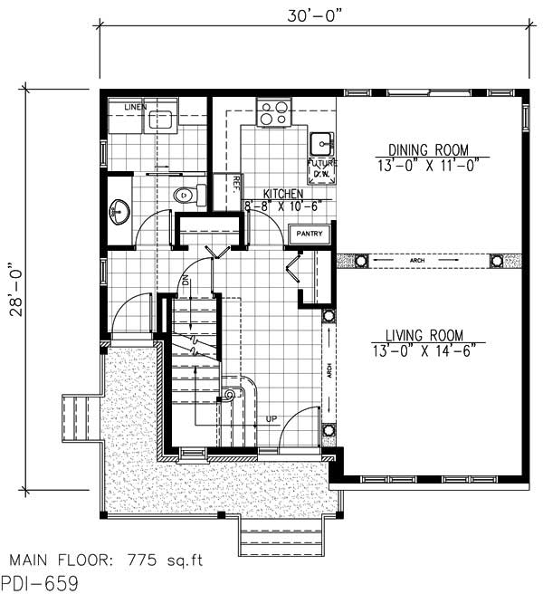 Floor Plan First Story of Country Plan #158-1196