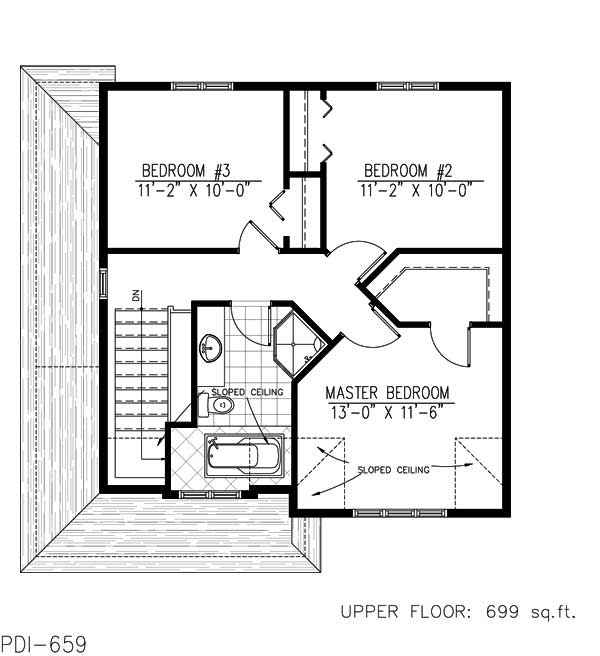Floor Plan Second Story of Country Plan #158-1196