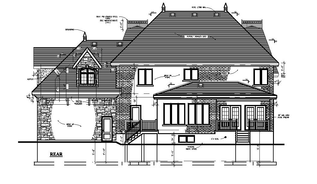 Home Plan Rear Elevation of this 3-Bedroom,2783 Sq Ft Plan -158-1197