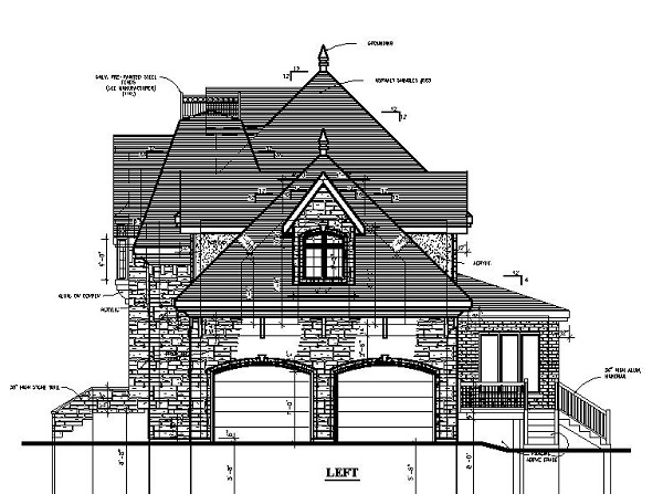 Home Plan Left Elevation of this 3-Bedroom,2783 Sq Ft Plan -158-1197