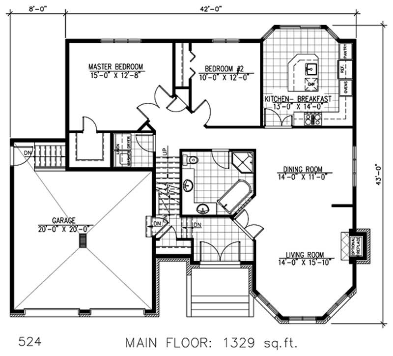 Floor Plan First Story of European Plan #158-1198