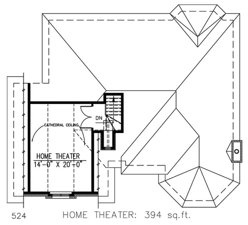 Floor Plan Second Story of European Plan #158-1198