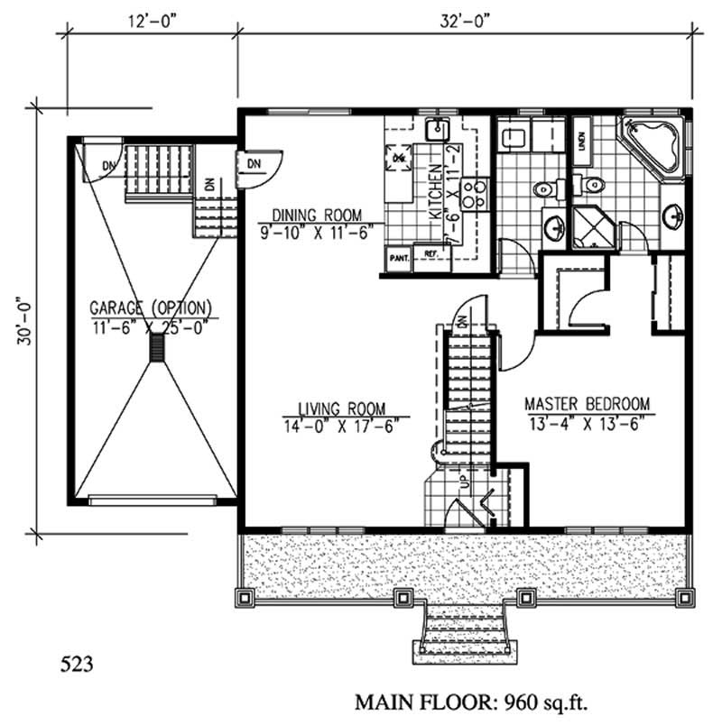 Floor Plan First Story of Country Plan #158-1199