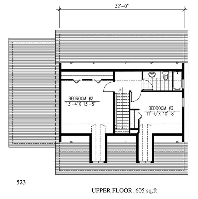 Floor Plan Second Story of Country Plan #158-1199