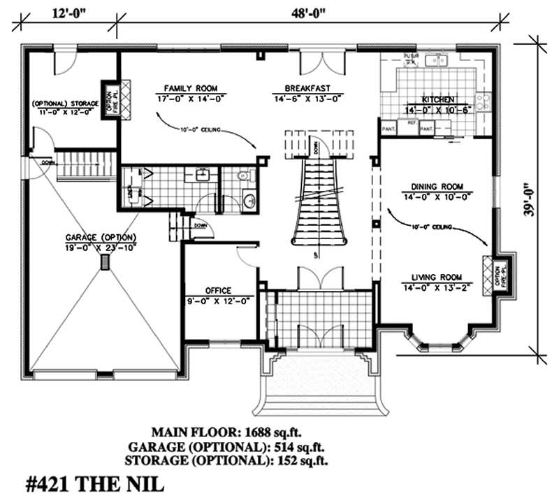 Floor Plan First Story of European Plan #158-1200