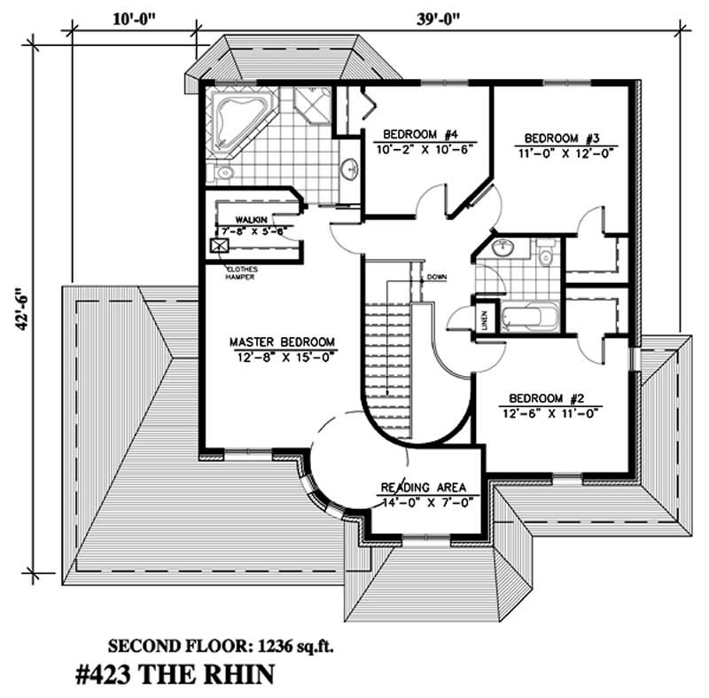 Floor Plan Second Story of Contemporary Plan #158-1201