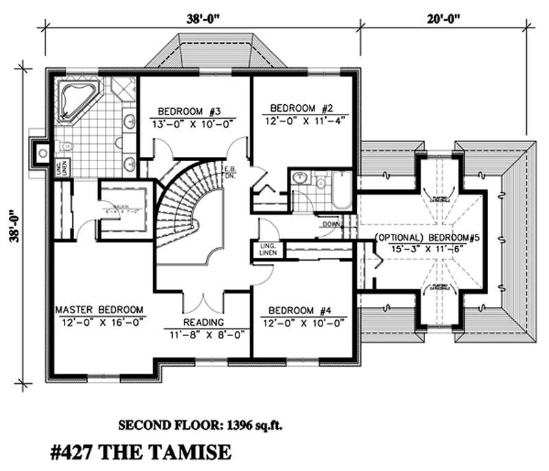 Floor Plan Second Story of Contemporary Plan #158-1202