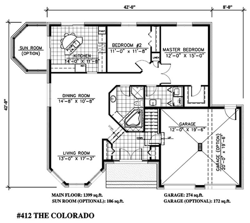 Floor Plan First Story of Ranch Plan #158-1203