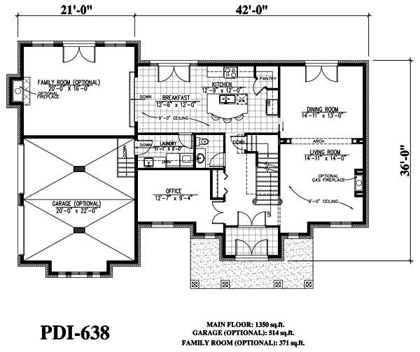 Floor Plan First Story of Country Plan #158-1204