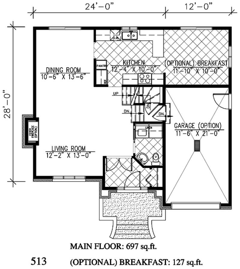 Floor Plan First Story of European Plan #158-1205