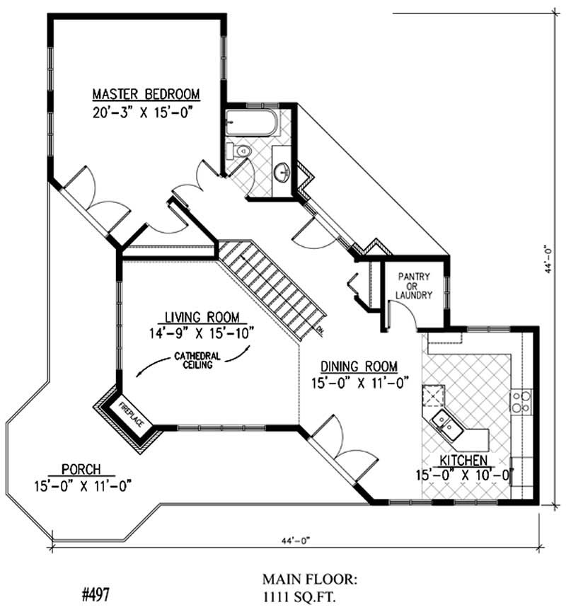 Floor Plan First Story of Country Plan #158-1207