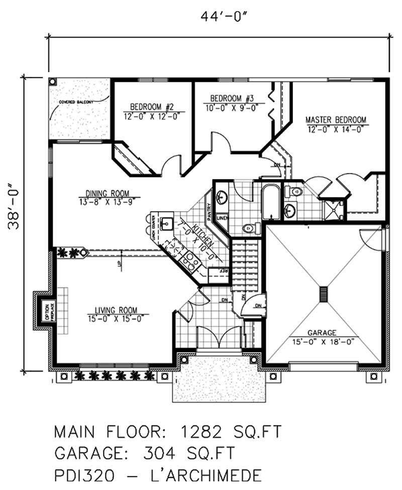 Floor Plan First Story of Ranch Plan #158-1210