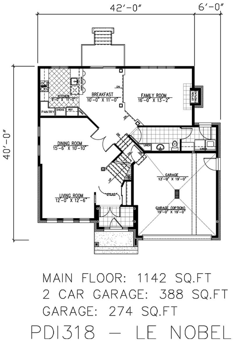 Floor Plan First Story of European Plan #158-1213