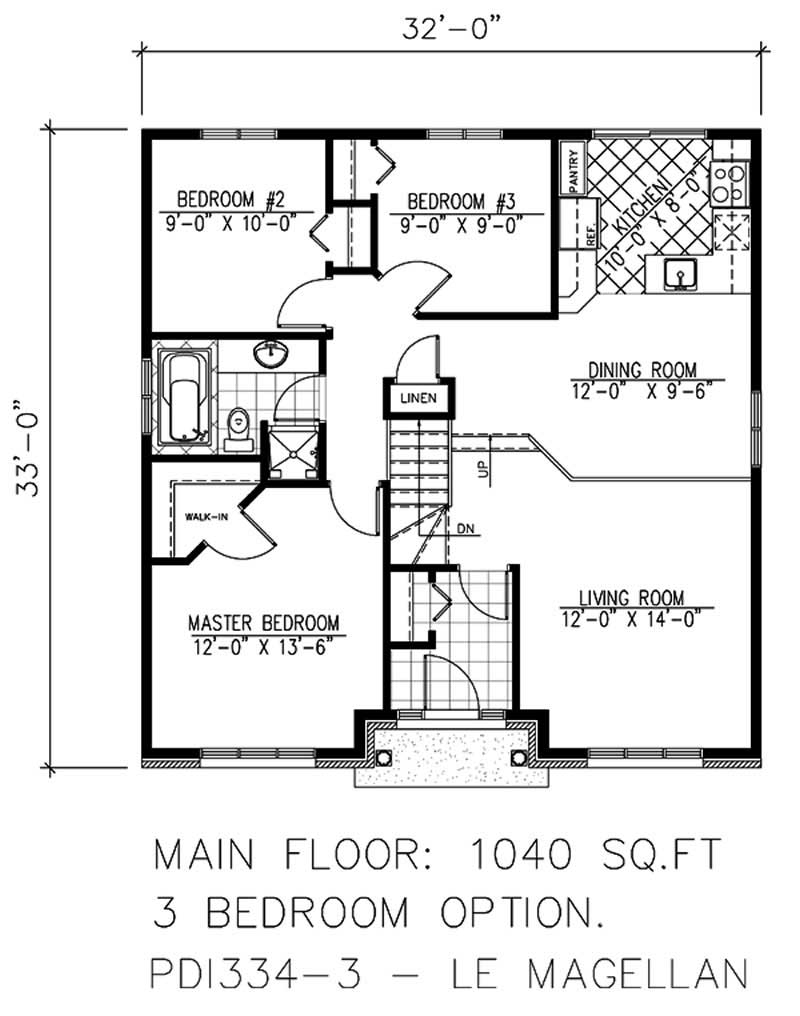 Floor Plan First Story of Bungalow Plan #158-1215