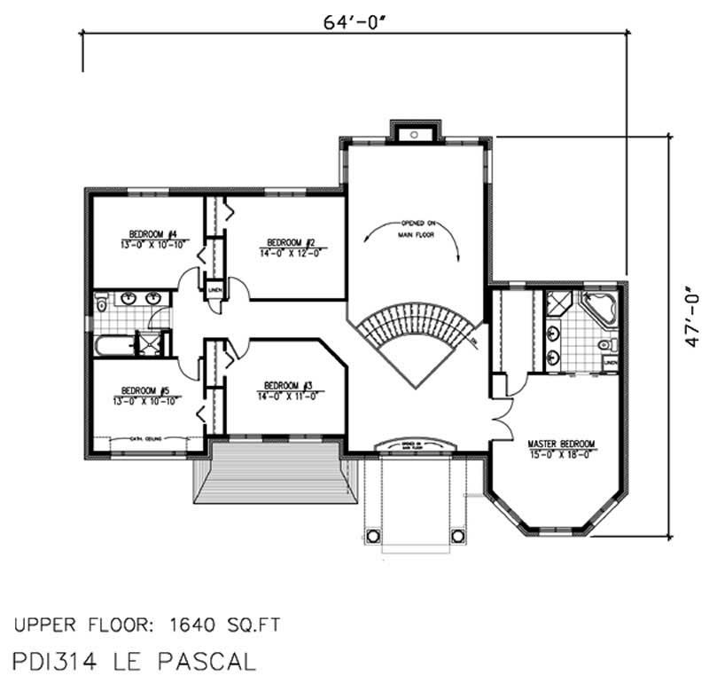 Floor Plan Second Story of European Plan #158-1216