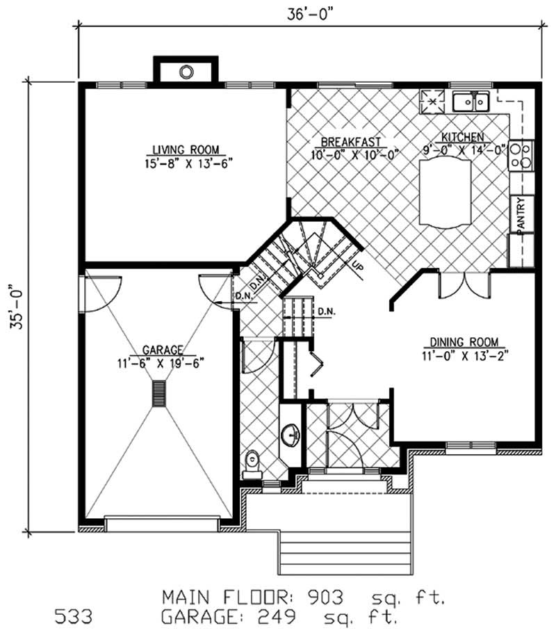 Floor Plan First Story of European Plan #158-1218