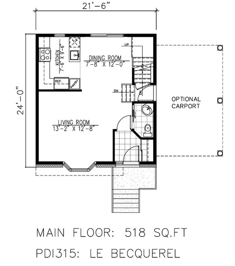 Floor Plan First Story of European Plan #158-1221