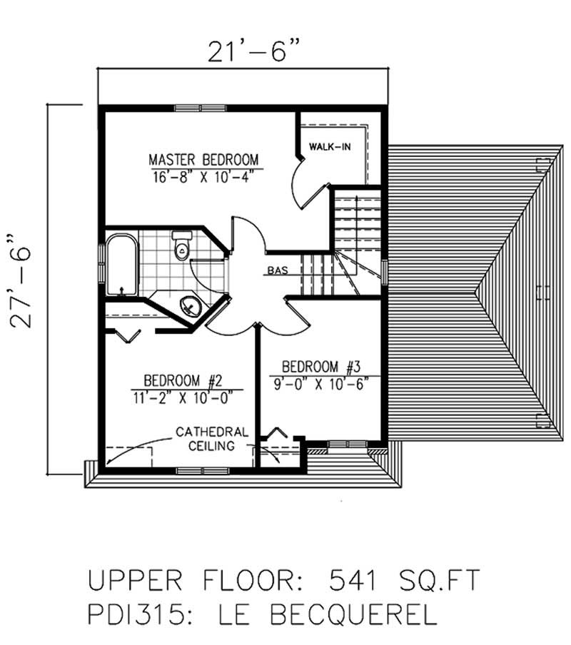 Floor Plan Second Story of European Plan #158-1221