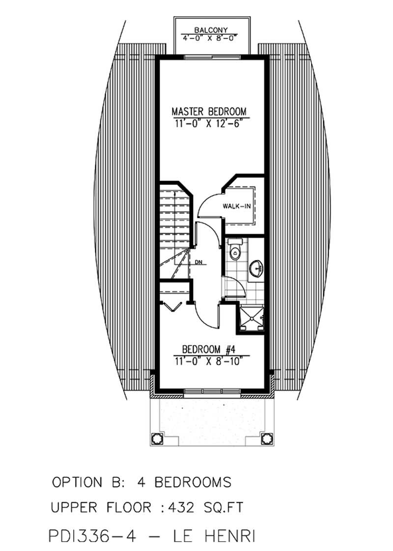 Floor Plan Second Story of European Plan #158-1223