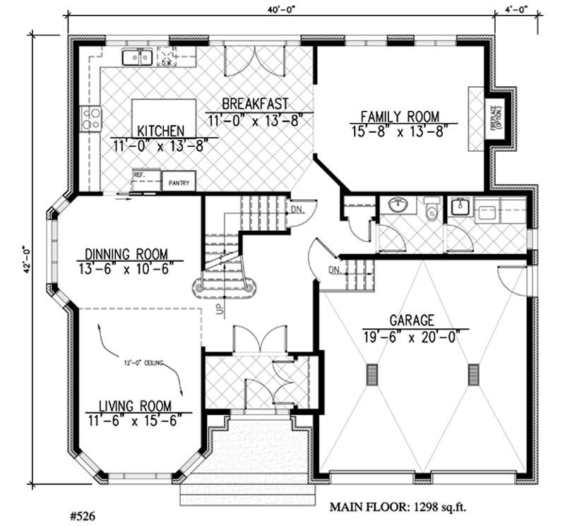 Floor Plan First Story of European Plan #158-1226