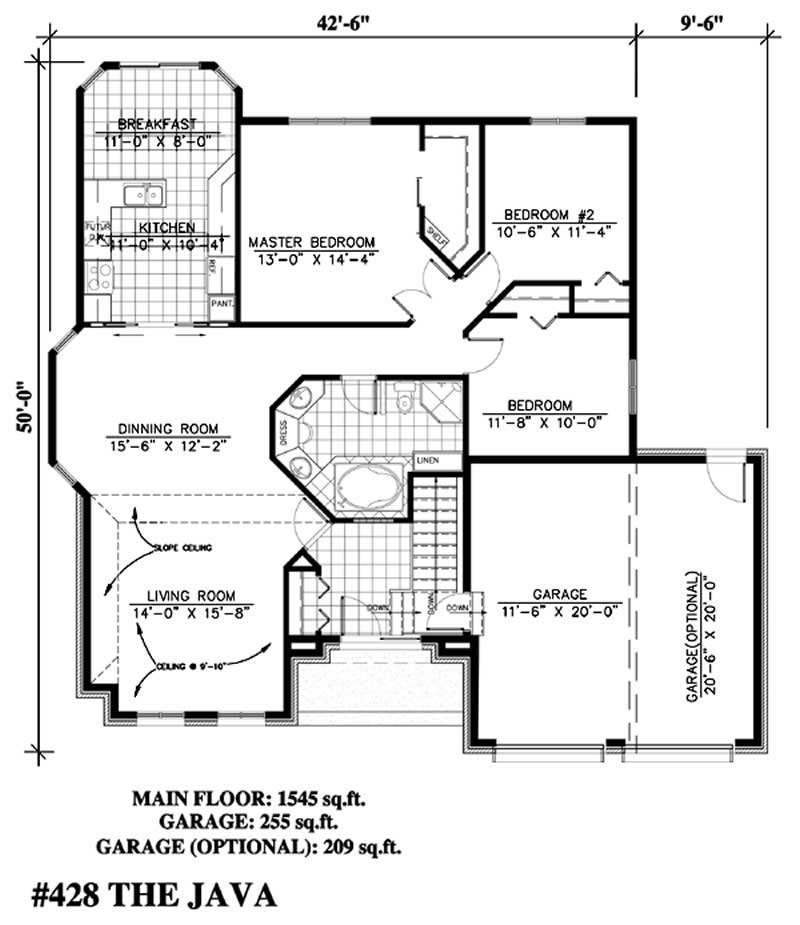 Floor Plan First Story of Bungalow Plan #158-1227